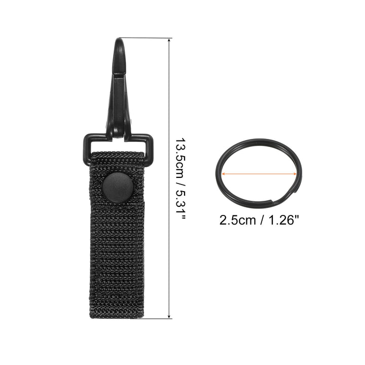 Belt Keeper Key Ring, Nylon Webbing Strap Hanging Gear Buckle with Snap Key Holder for Outdoor Camping, Green