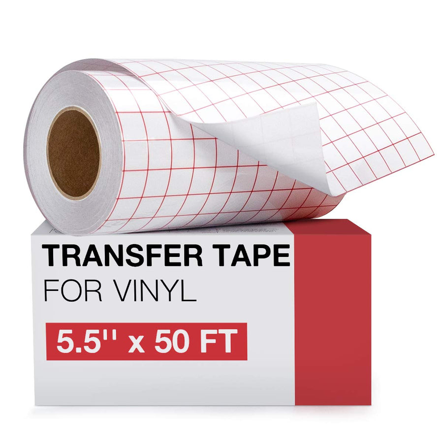 Transfer Tape for Vinyl- 5.5 x 50 FT w/Red Alignment Grid for Adhesive Vinyl, Silhouette Cameo Transfer Paper for Vinyl for Decals,Signs, Windows, Stickers