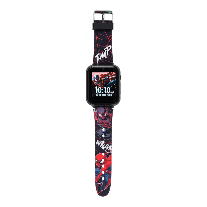 Accutime Kids Spider-Man Miles Morales Black Educational Touchscreen Smart Watch Toy for Boys, Girls, Toddlers - Selfie Cam, Learning Games, Alarm, Pedometer & More (Model: SPD4664AZ)