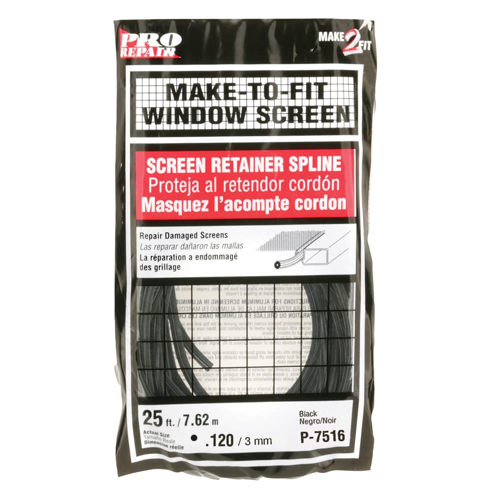 P 7516 0.120 In. x 25 foot, Black Spline (1 Roll)