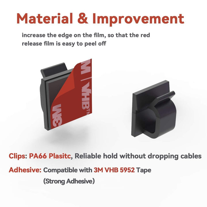 Cable Clips 40pcs with Strong Adhesive Tapes,Wire Holder Organizer Cord Management for Car, Office and Home (Black- CC05(40PCS))