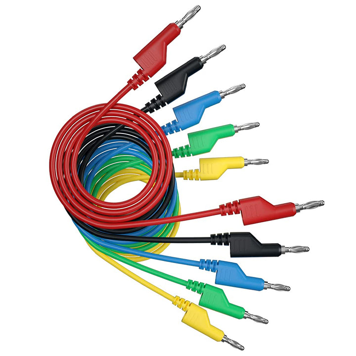 5pcs 4mm Banana Plug to Banana Plug Test Leads Stackable Soft Electrical Test Cable Line Wire 3.3ft/1m for Multimeter 1000V J.70054