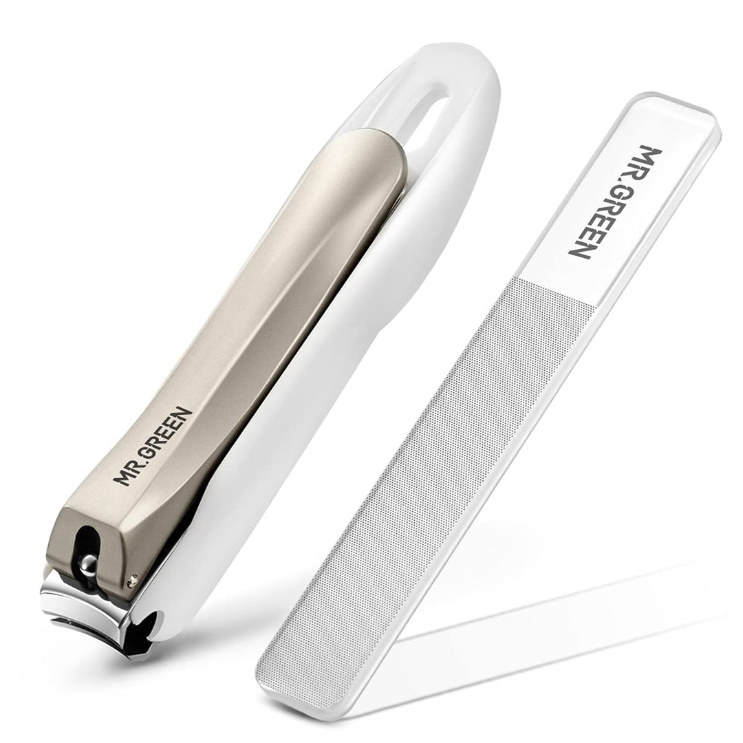 Nail Clippers Anti Splash Fingernail Cutter Stainless Steel Manicure Tools Nail Scissors Detachable Design Nail Trimmer (L+Nano Glass File)