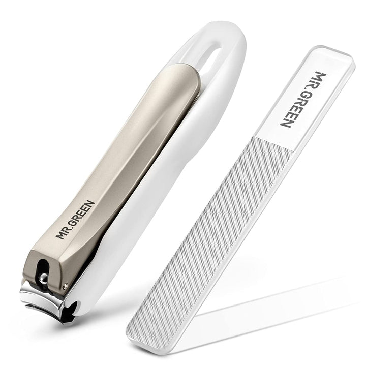 Nail Clippers Anti Splash Fingernail Cutter Stainless Steel Manicure Tools Nail Scissors Detachable Design Nail Trimmer (L+Nano Glass File)