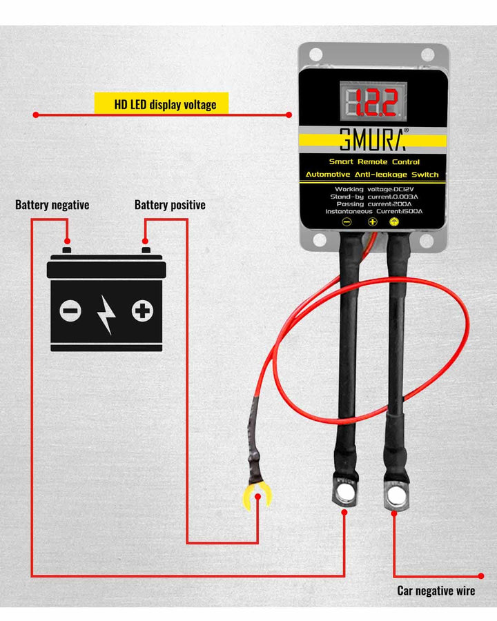 Kill Switch for Car Remote Battery Disconnect Switch 12V 200A with Led Digital Display, Automotive Wireless Remote Control Anti Theft Battery Shut Off Switch Dual Battery Kill Switch for Truck RV ATV