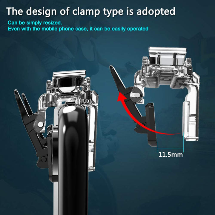 Mobile Game Controller (Metal Transparent), Sensitive Click Shoot and Aim Buttons L1R1 for PUBG/Knives Out/Rules of Survival, PUBG Mobile Game Joystick, Phone Game Controller (Crystal)