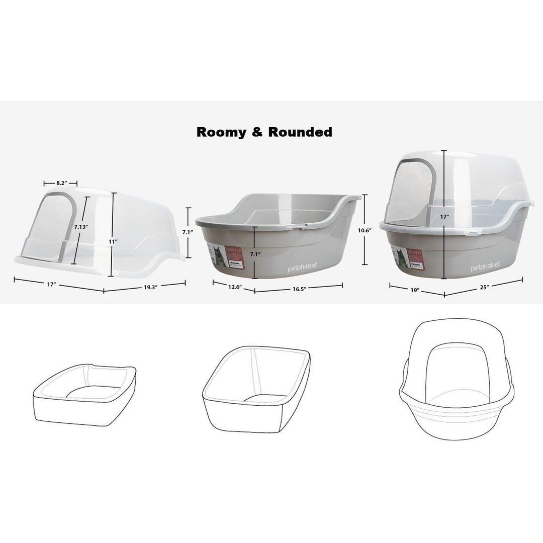 Petphabet Jumbo Hooded Cat Litter Box, Extra Large Gray