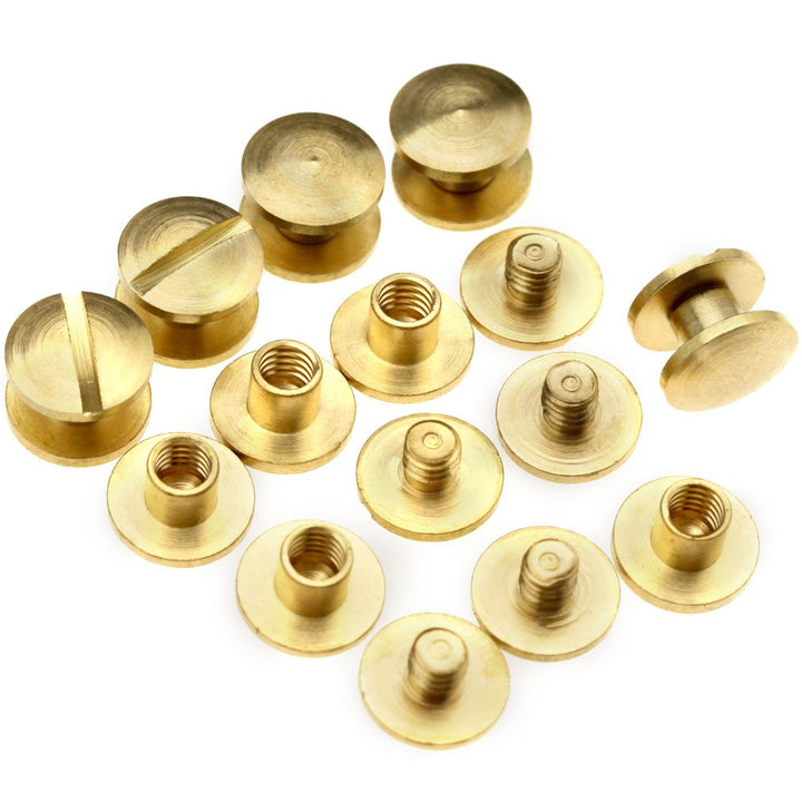 10pcs Belt Screw Leather Craft Brass Rivets Stud Head 6 x 4.5mm Flat Belt Solid