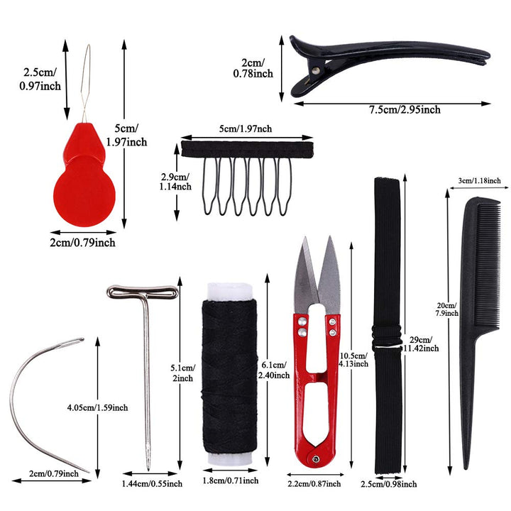 Wig Making Kit DIY Wig Tools Wig Accessories for Pro and Beginner, 5 Pieces Adjustable Elastic Band, 2 Pack Stretchable Wig Caps for Men and Women (Black)