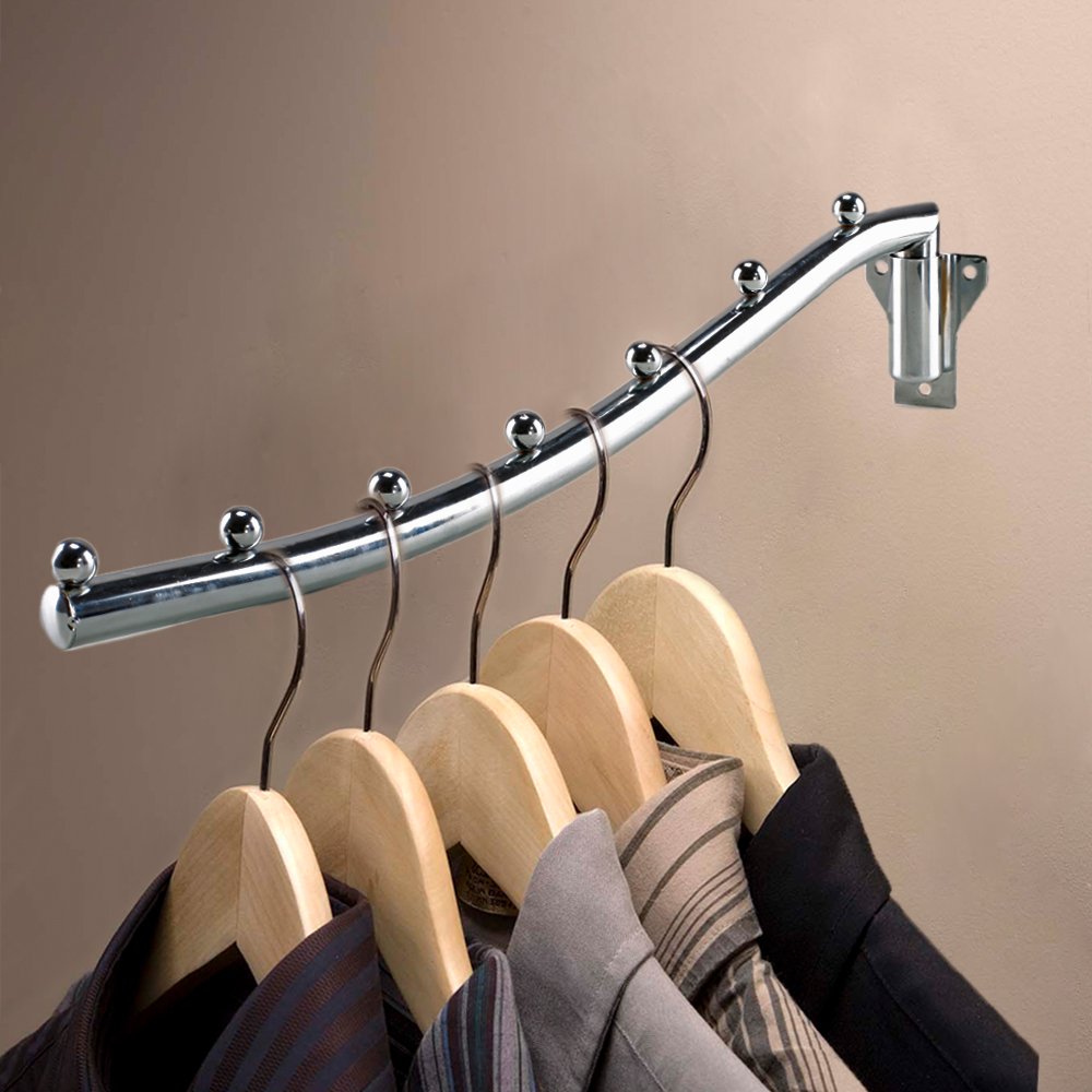 15.75 Inch Stainless Steel Folding Wall Mounted Clothes Hanger Coat Rack Detachable Sturdy Swing Arm Clothes Hanger Design Space Saver with Screws for Closet Laundry Room Dryer