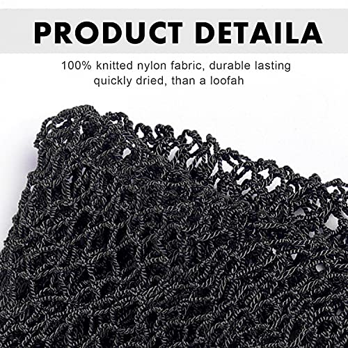 African Net Long Bath Net Sponge, Bathing Body Exfoliating Shower Body Back Scrubber Skin Smoother,Stretch Length to 66 INCH (Black)