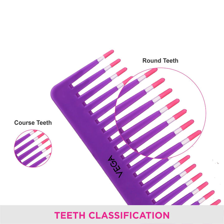 Vega Lilac Shampoo Comb (India's No.1* Hair Comb Brand) for Detangling Hair, Purple (1268)
