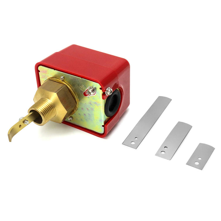 1/2 (HFS-15) Water Flow Control Switch, 250V Brass Water Flow Switch Paddle Control, 1.0Mpa, SPDT Output, Male Thread Connection