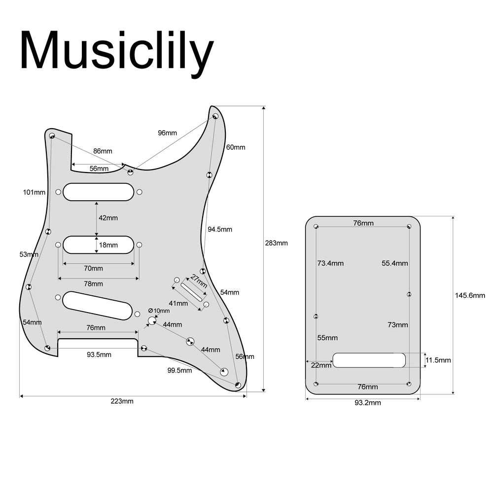 SSS 11 Holes Strat Electric Guitar Pickguard and BackPlate Set for Fender US/Mexico Made Standard Stratocaster Modern Style Guitar Parts,3Ply Mint Green