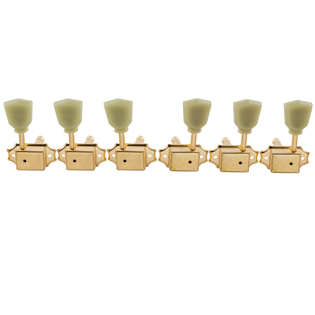 Pro 3R3L Vintage Guitar Tuners Tuning Keys Pegs Machine Heads for Epiphone Les Paul Replacement, Gold with Plastic Keystone Button