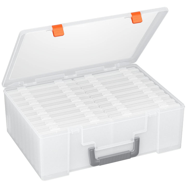 Photo Storage Box 4x6 Pictures, 18 Inner Seed Storage Organizer Extra Large, Photo Organizers Keeper Photo Cases Picture Storage (White)