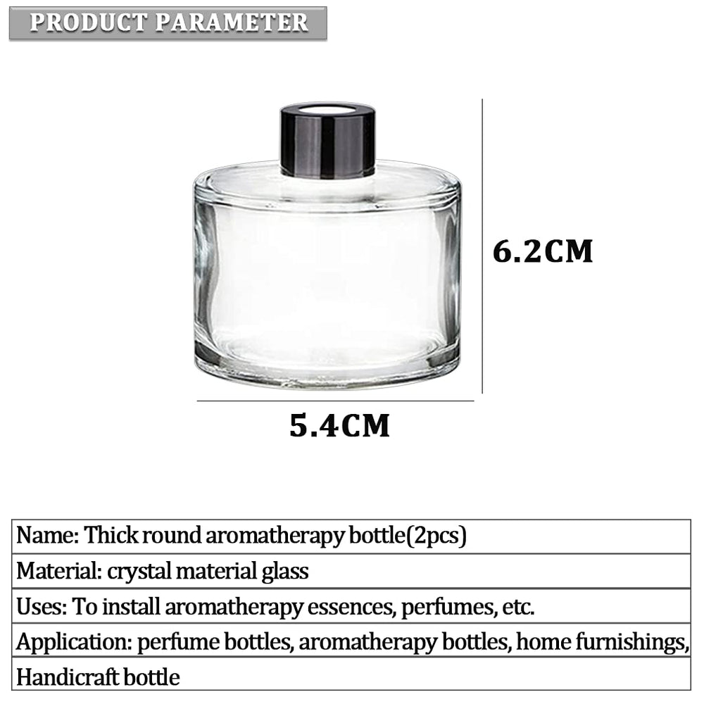 2 Pcs 50ml Empty Glass Round Diffuser Containers Jars Pot For Holding Reed Diffuser Sticks And Natural Long Lasting Fragrance Oil Used For DIY Your Own Essential Oil Reed Diffuser Gift Set (Clear)