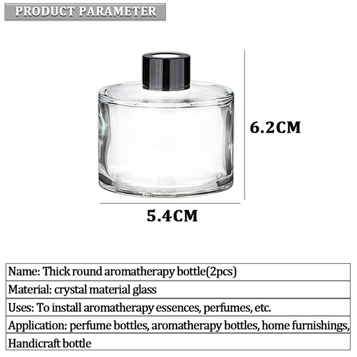 2 Pcs 50ml Empty Glass Round Diffuser Containers Jars Pot For Holding Reed Diffuser Sticks And Natural Long Lasting Fragrance Oil Used For DIY Your Own Essential Oil Reed Diffuser Gift Set (Clear)