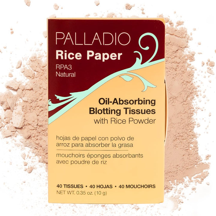 Rice Paper Facial Tissues for Oily Skin, Face Blotting Sheets Made from Natural Rice, Oil Absorbing Paper with Rice Powder, 2 Sided, Instant Results, Natural, 40 Count, Pack of 1