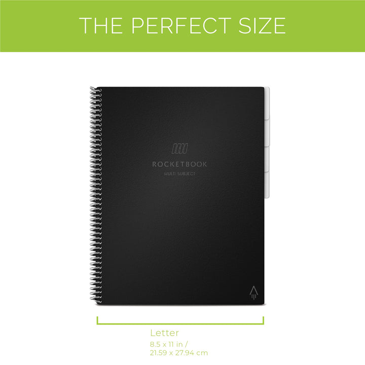 Multi-Subject Smart Notebook | Scannable Notebook with Dividers | Lined Reusable Notebook with 1 Pilot Frixion Pen & 1 Microfiber Cloth | Teal, Letter Size (8.5 x 11)