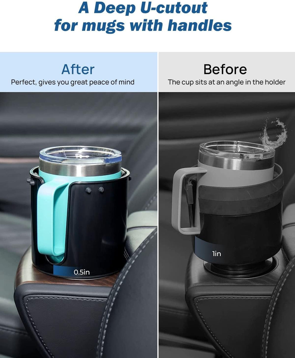 Upgraded Car Cup Holder Expander with Offset Base, Compatible YETI, Hydro Flask, Large for Hold 18-40 oz Bottles and Mugs, Other in 3.4-3.8 inch