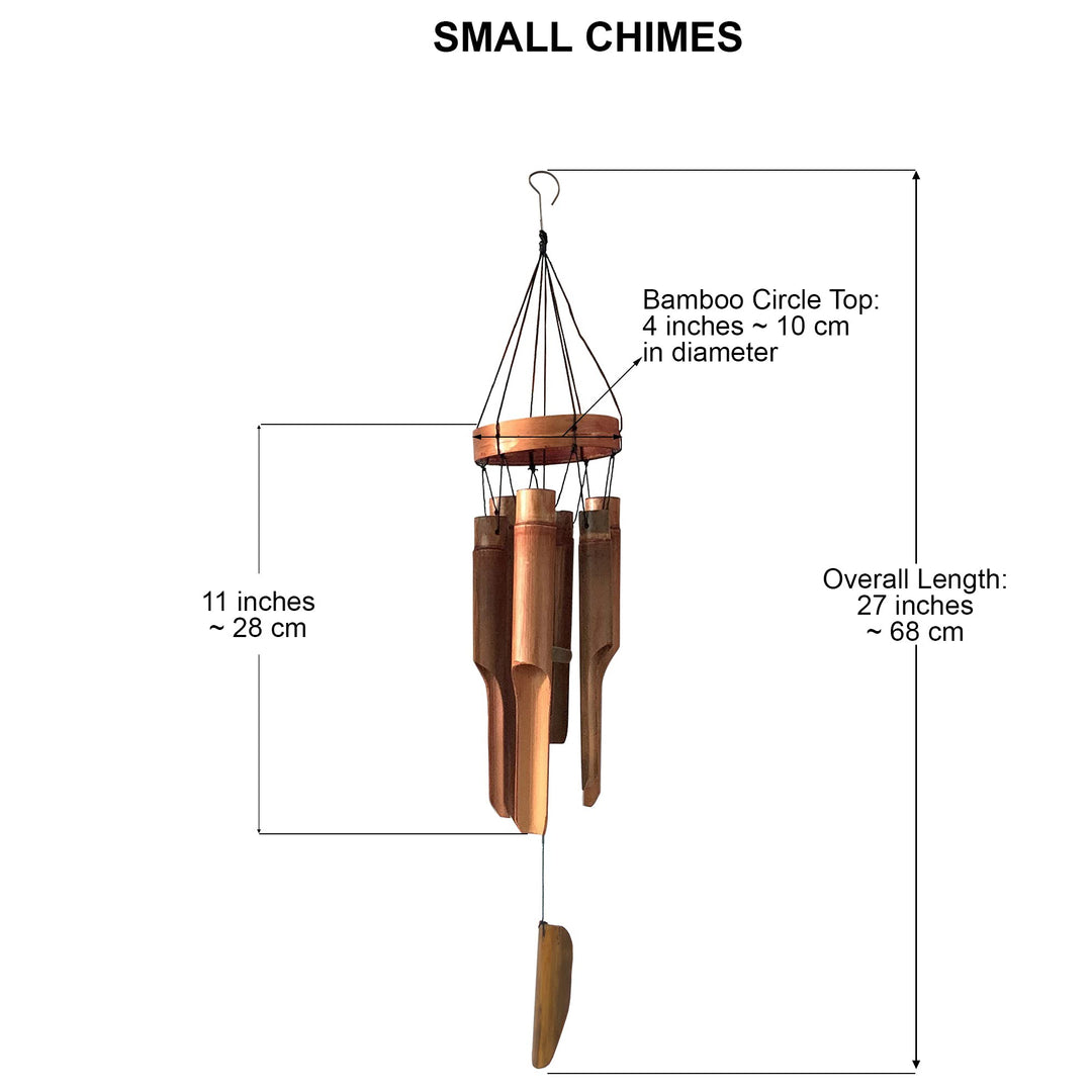 Classic Bamboo Wind Chimes with Circle Top, Wood Wooden Wind Chimes Outdoor, Deep Tone Soothing Sound (27)