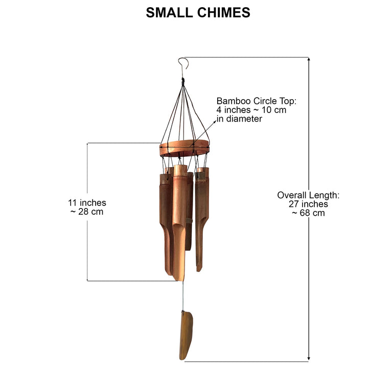 Classic Bamboo Wind Chimes with Circle Top, Wood Wooden Wind Chimes Outdoor, Deep Tone Soothing Sound (27)