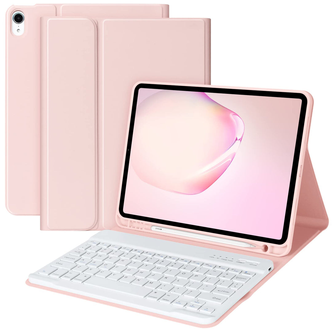 Keyboard Case for iPad Air 11 Inch (M2) 2024 Wireless Keyboard Case for iPad Air 10.9 Inch 5th/4th Generation 2022 Detachable for iPad air 4th 2020 for iPad Pro 1st Case with Pencil Holder Pink