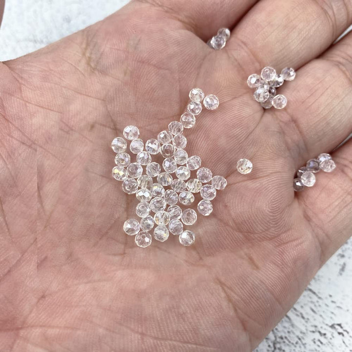 1000 Pcs 4mm Crystal Glass Beads Bulk Faceted Crystal Briolette Beads,Rondelle Crystal Beads for Bracelets Necklace Pendants Earrings Key Chains Jewelry Making,Light Pink AB