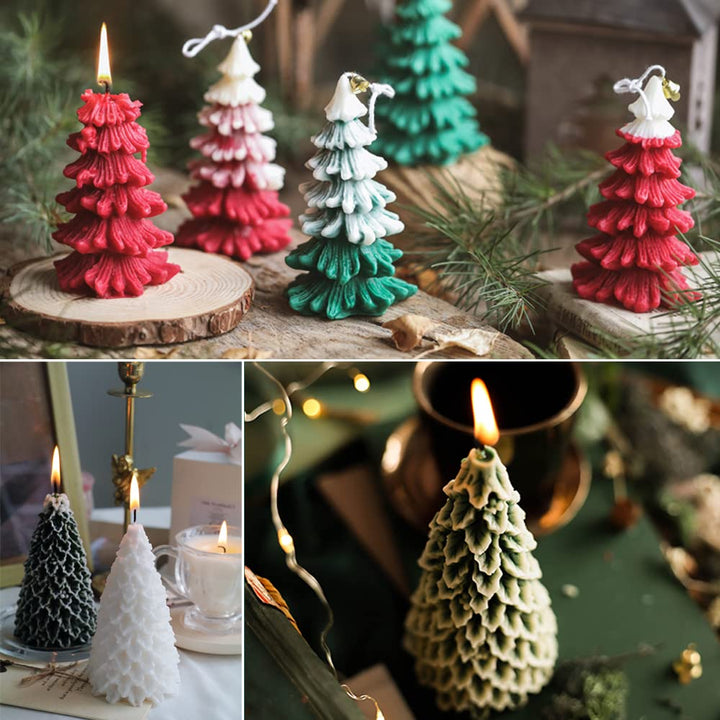 Candle Molds for Candle Making, 2PCS Christmas Tree 3D Silicone Candle Resin Mold, Mould for DIY Aromatherapy Wax Candle Soap Concrete Clay Craft Cake Home Party Decor