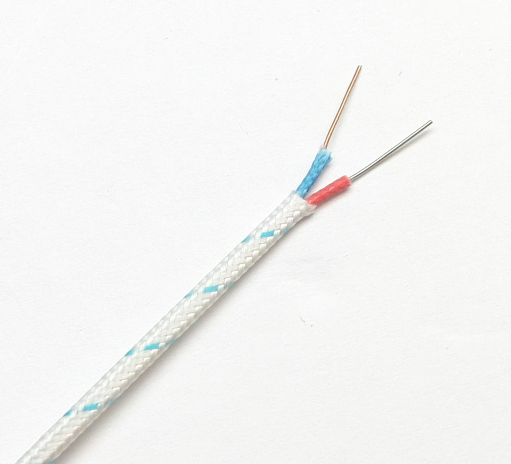 T-Type Thermocouple Wire AWG 24 Solid Type T w. Braided Fiberglass Insulation - 10 Yard