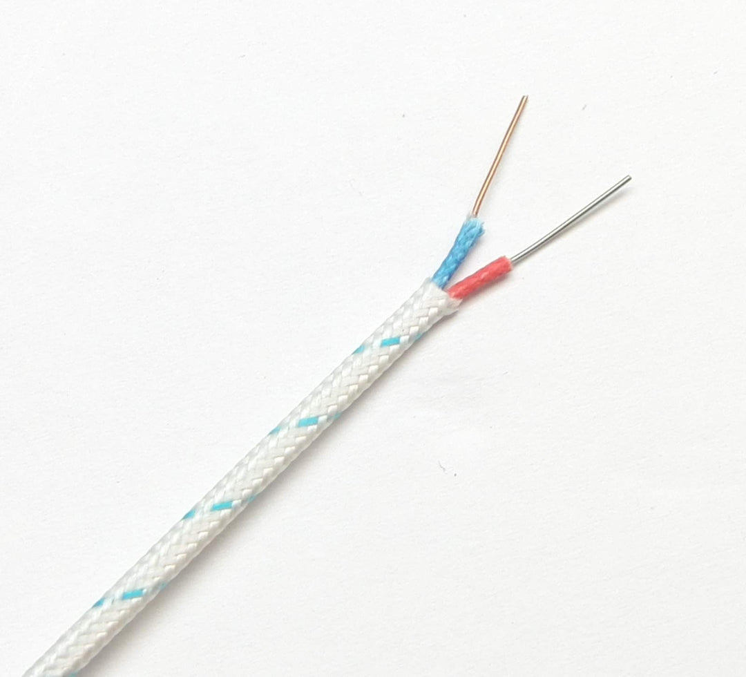 T-Type Thermocouple Wire AWG 24 Solid Type T w. Braided Fiberglass Insulation - 10 Yard