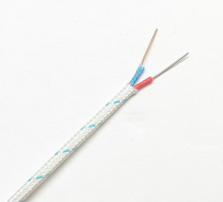 T-Type Thermocouple Wire AWG 24 Solid Type T w. Braided Fiberglass Insulation - 10 Yard