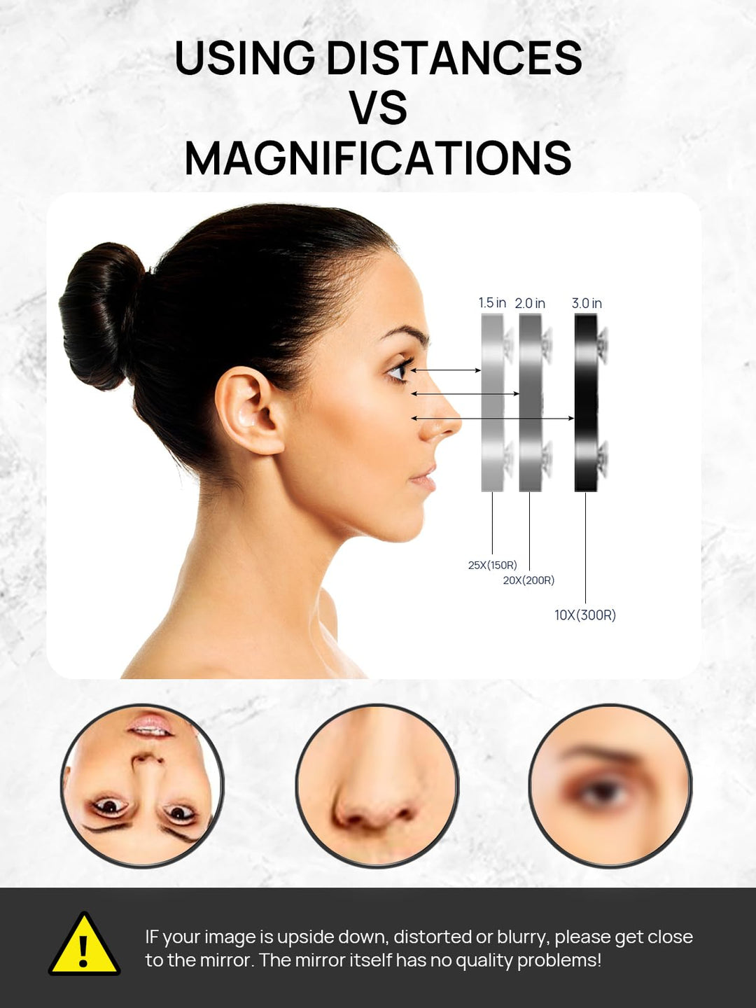 20X(200R) Magnifying Mirror and Eyebrow Tweezers Kit, 3.5 Two Suction Cups Magnifier Travel Set