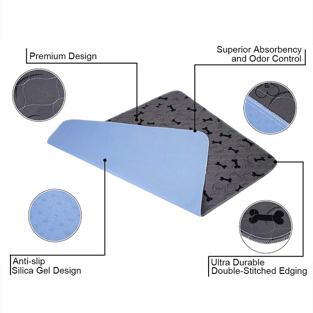 Washable Dog Pee Pads with Free Grooming Gloves,Non Slip Dog Mats with Great Urine Absorption,Reusable Puppy Pee Pads for Whelping,Potty,Training,Playpen