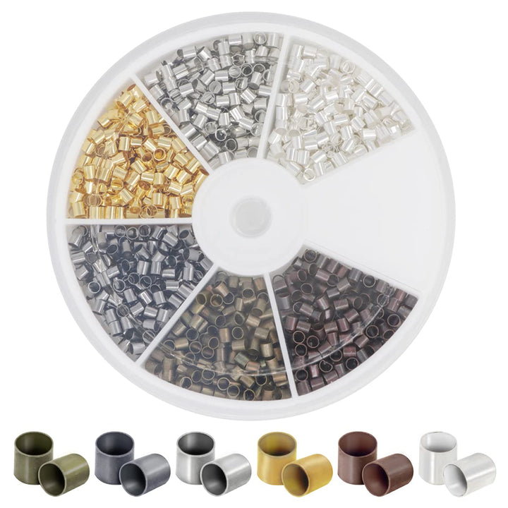 1500Pcs Brass Crimp Tube Beads 2.5mm Smooth Small Tubes Loose Spacer for Bracelet Necklace Pendant Jewelry Craft Making Findings (2.5mm)