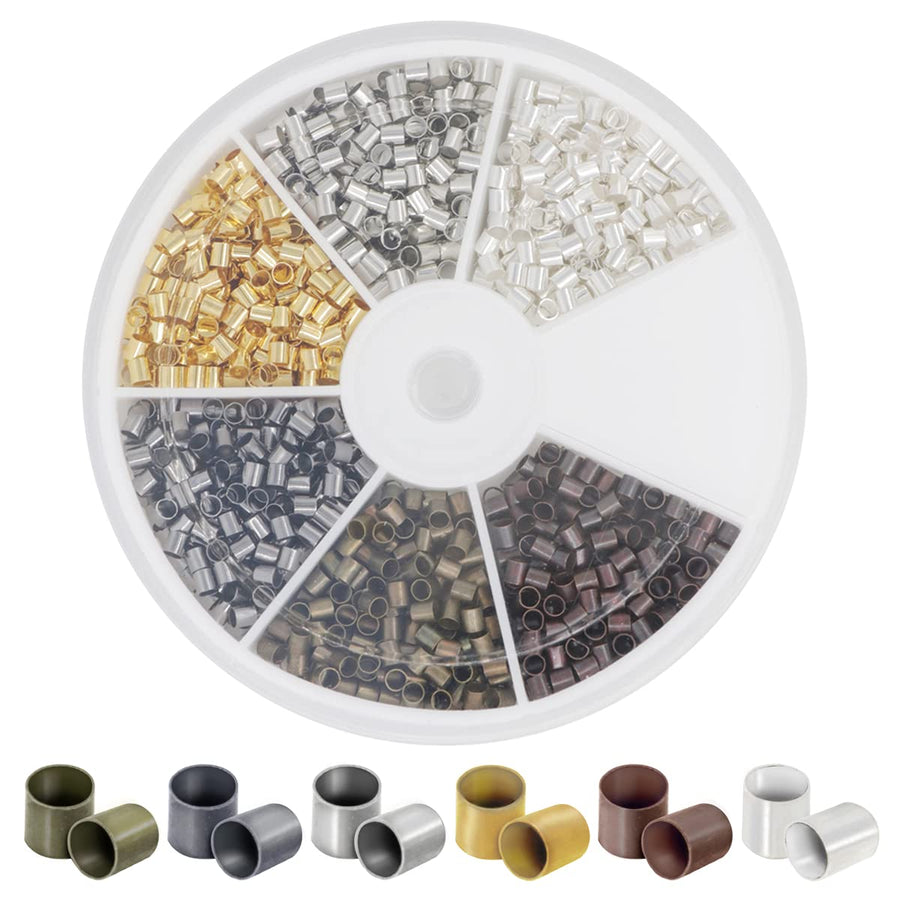 1500Pcs Brass Crimp Tube Beads 2.5mm Smooth Small Tubes Loose Spacer for Bracelet Necklace Pendant Jewelry Craft Making Findings (2.5mm)