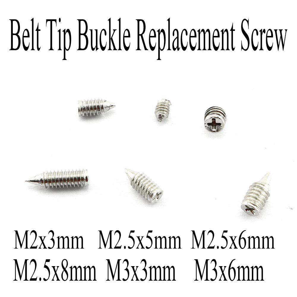 60pcs Nickel Plated Screw Set Assembly for Belt Buckle Include M2x3mm, M2.5x5mm, M2.5x6mm, M2.5x8mm, M3x3mm, M3x6mm with 2mm Screwdriver for Belt Repair, Ladies Handbag Hardware