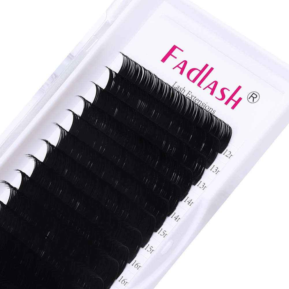 Eyelash Extension 16 Rows .10 .15 .20 .25 Optinal Mix 8-16mm|12-20mm Classic Lash Extensions C D Curl Black Single Silk Lashes (16 Rows 0.25 C Mix 12-20mm)