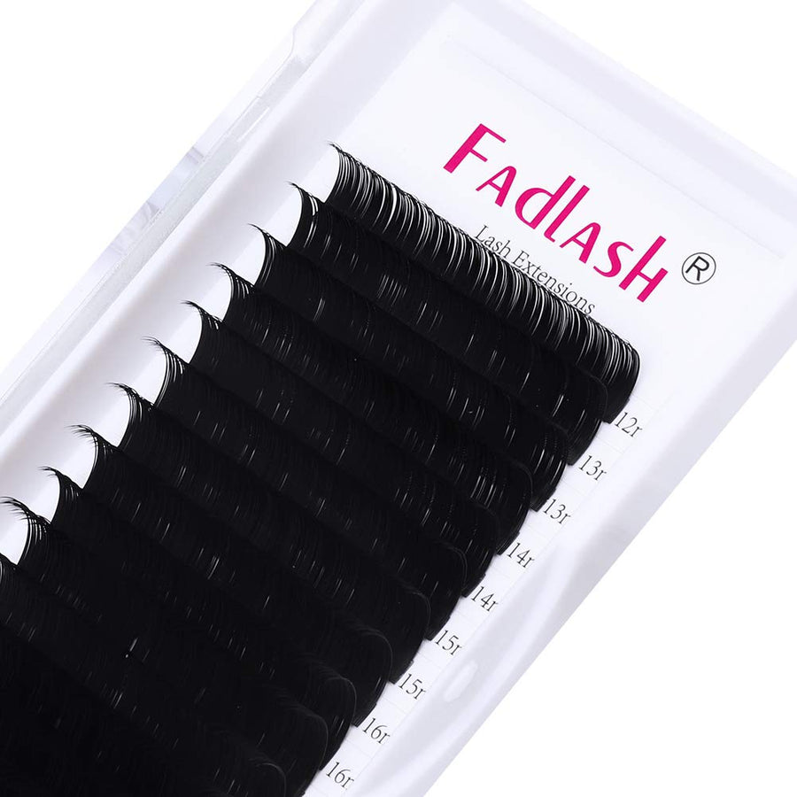 Eyelash Extension 16 Rows .10 .15 .20 .25 Optinal Mix 8-16mm|12-20mm Classic Lash Extensions C D Curl Black Single Silk Lashes (16 Rows 0.25 C Mix 12-20mm)