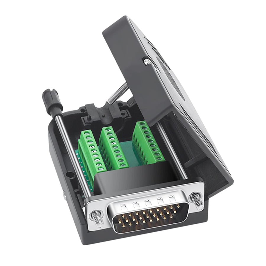 DB26 Male Solderless Breakout Connector, RS232 D-SUB Serial to 26 Pin Port Terminal Solderfree Adapter with Case Accessories