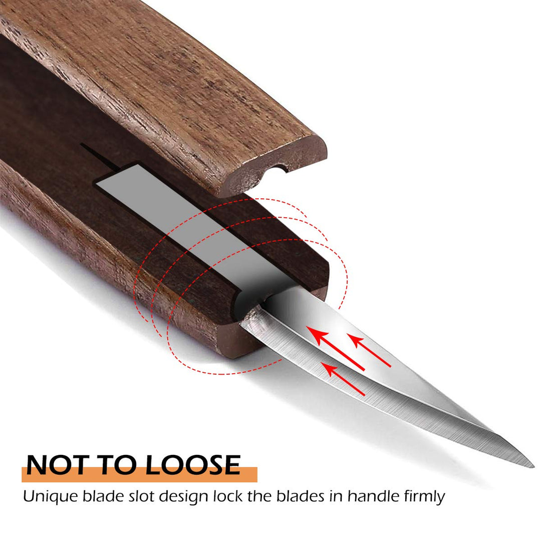 Wood Carving Tools Set,Detail Wood Knife,Hook Carving Knife Kit for Beginners,Trimming Knife for Spoon Bowl Cup Pumpkin Woodwork, Chip Carving Knife Kit,Square handle design(6pcs)