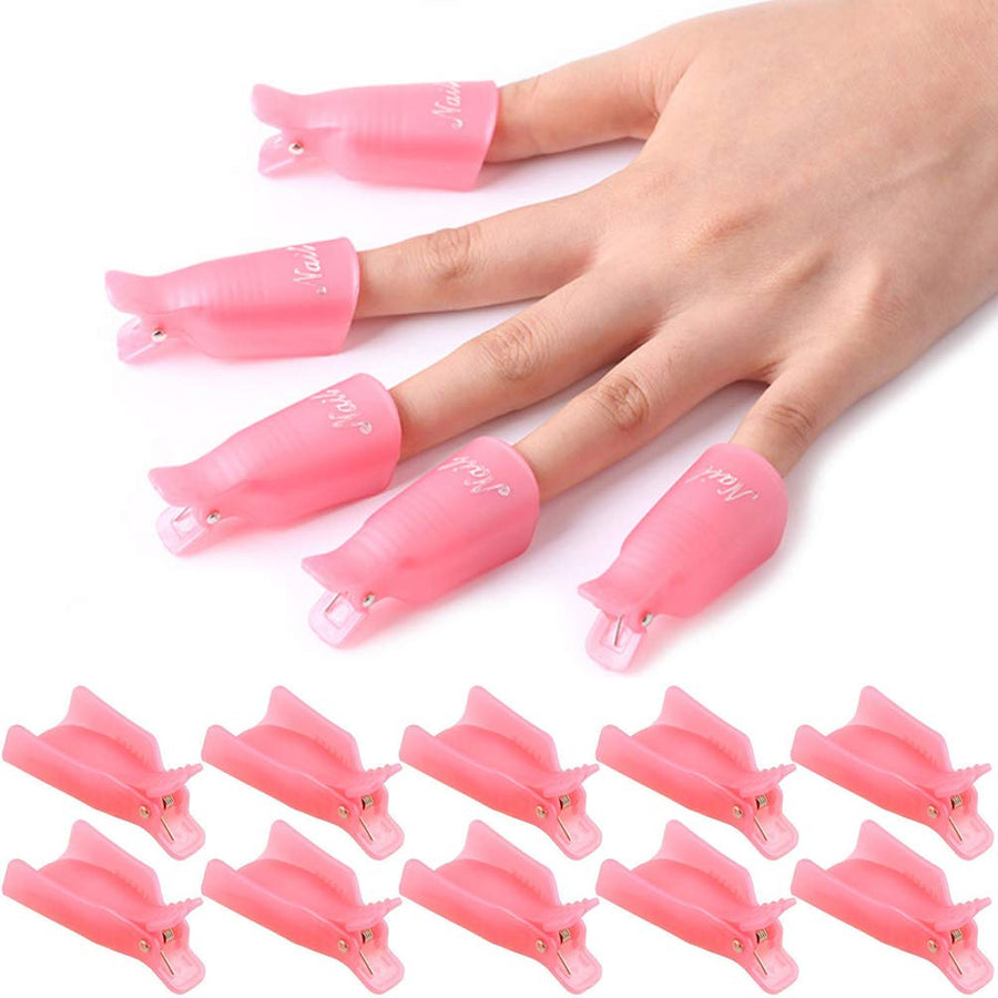 10 Pieces Plastic Acrylic Nail Art Soak Off Cap Clip UV Gel Polish Remover Wrap Tool