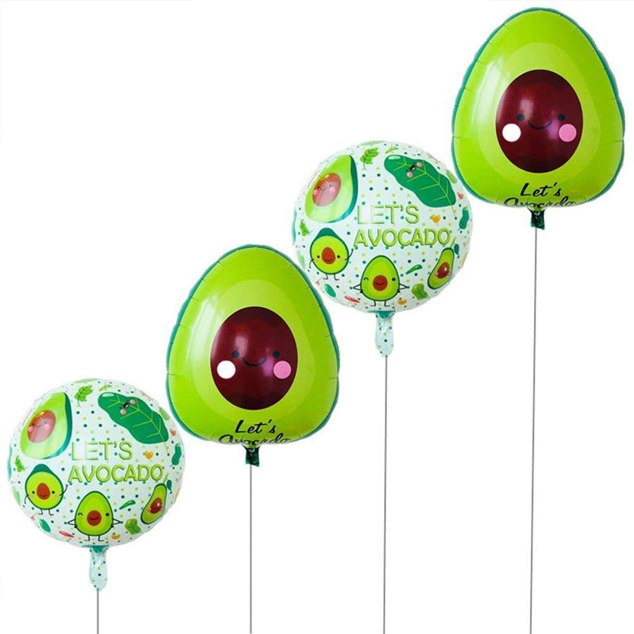 Avocado Foil Balloons Fruit Balloon,Avocado Decorations,Hawaiian Luau Party Balloons 4Pcs