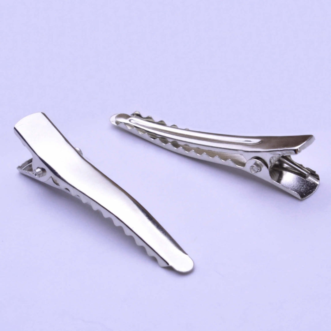 100 Pieces Metal Alligator Hair Clips Pins with Teeth,Length 4.5cm,Blank Silver