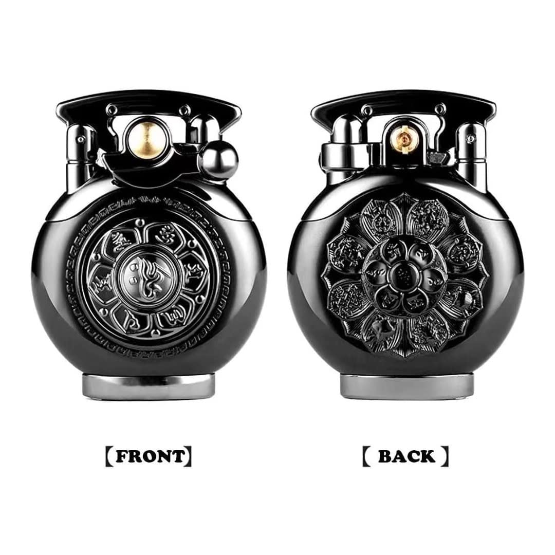 Vintage Antique Lighter with Spin, Reusable Windproof Trench Lighter, Unique and Creative Birthday Gifts for Men Dad Husband (Blue)