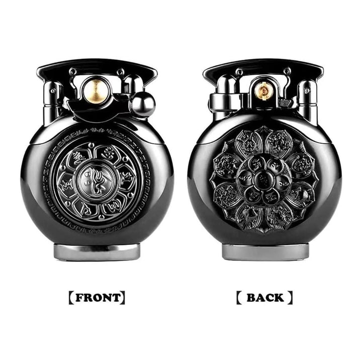 Vintage Antique Lighter with Spin, Reusable Windproof Trench Lighter, Unique and Creative Birthday Gifts for Men Dad Husband (Blue)