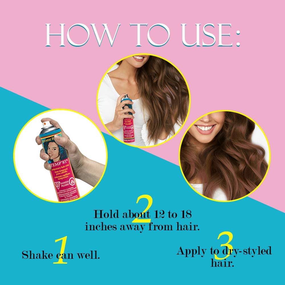 Fast-Drying, Non-Sticky Hair Color Spray - Intense Brown Temporary Hair Dye for Travel, Vivid Color, 2.2 oz