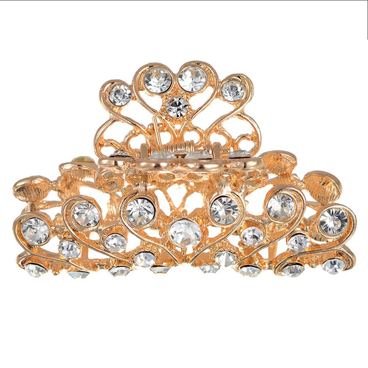 Gold Diamante Hair Claw Clip Grip Pink Crystal Bridal Party Prom New