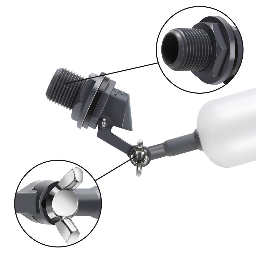 Float Ball Valve, 3/4 Inch Supply Tube Male Automatic Fill Feed Humidifier Tank Water with Adjustable Arm for Ponds, Livestock Water Trough, Aquariums, Aquaculture, Hydroponics and Reservoir (4 Pack)
